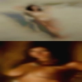 Nude woman putting tampon